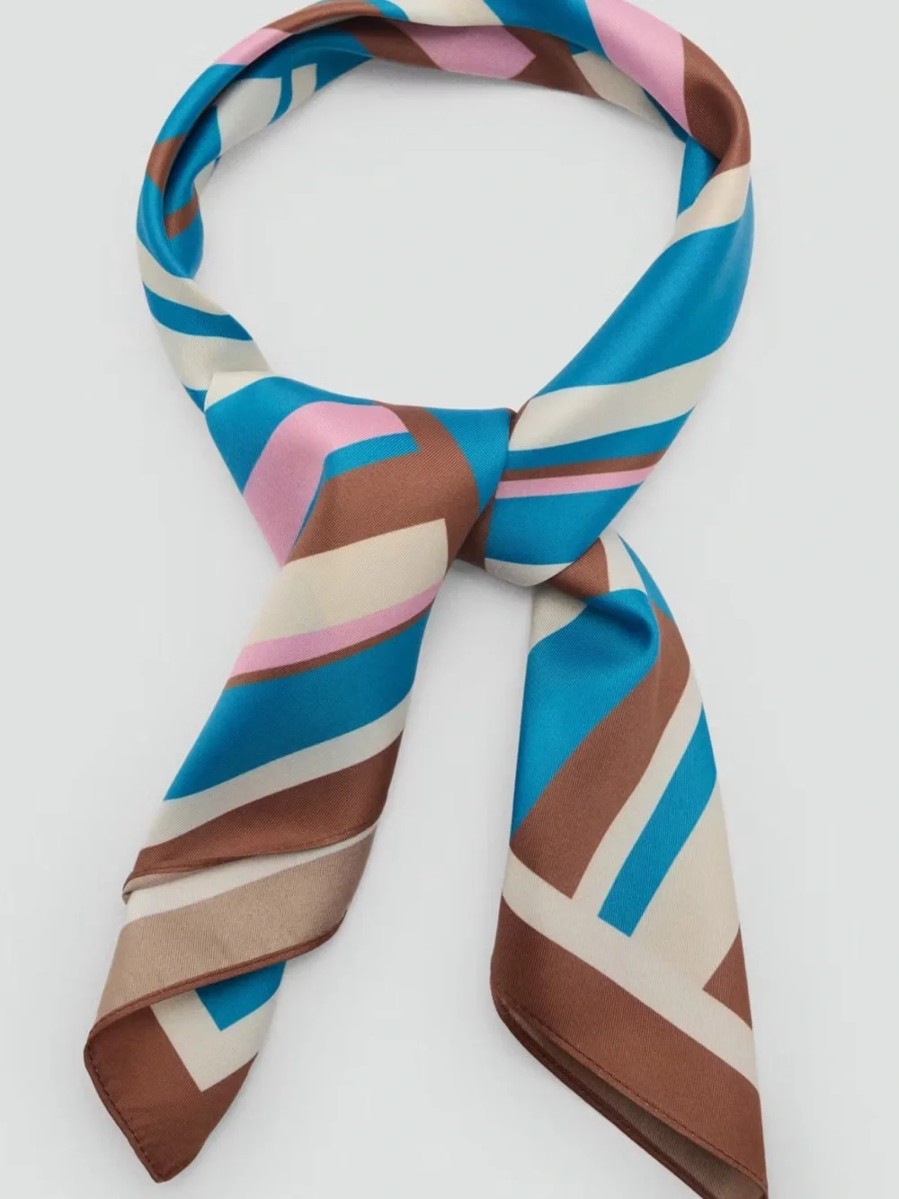 Mango scarf Blue & Brown abstract print